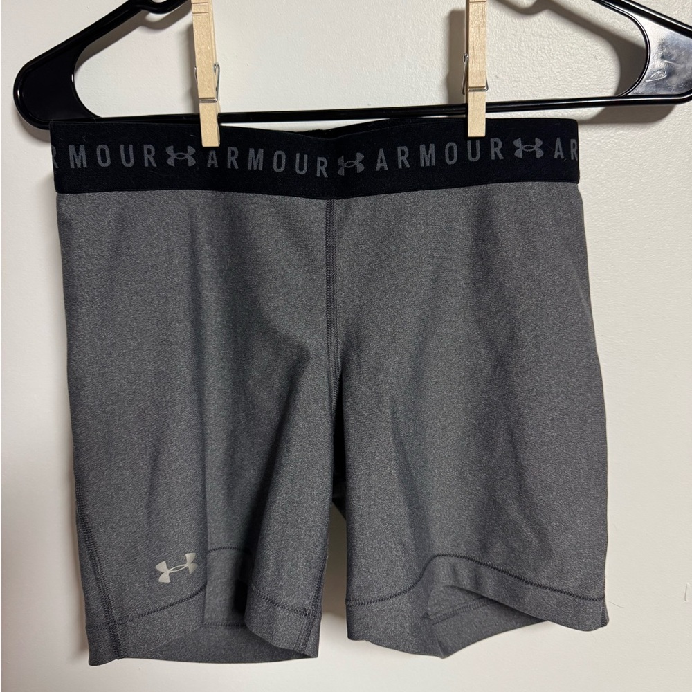 Under Armour Black and Gray Compression Shorts with Branded Waistband